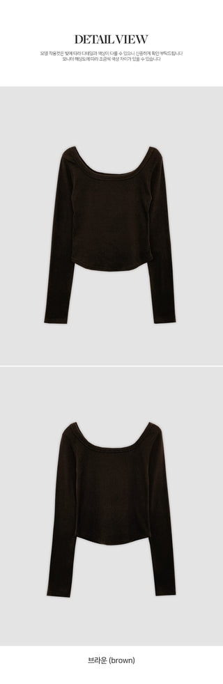Tenian Square Neck Ribbed Round Long Sleeve T shirt