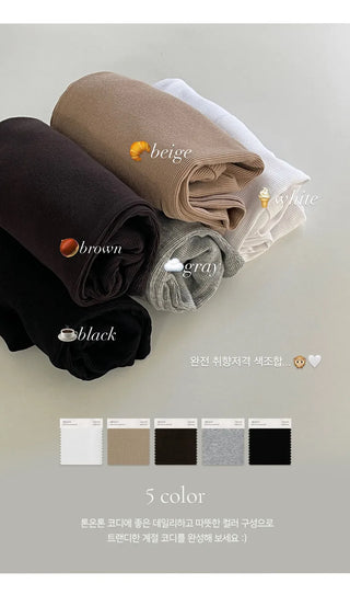 Tenian Square Neck Ribbed Round Long Sleeve T shirt