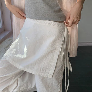 Tabin String Layered Skirt Parachute Pants Set