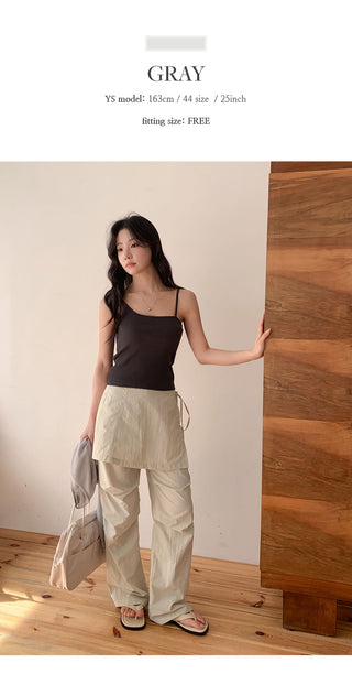 Tabin String Layered Skirt Parachute Pants Set