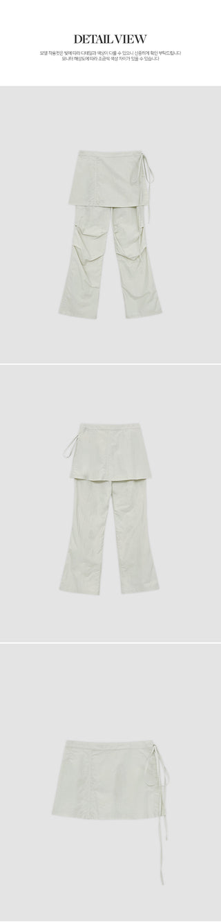 Tabin String Layered Skirt Parachute Pants Set