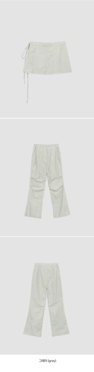 Tabin String Layered Skirt Parachute Pants Set