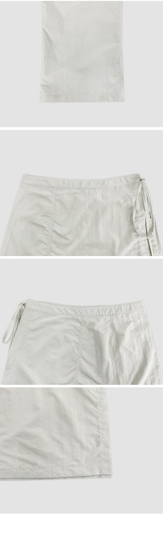 Tabin String Layered Skirt Parachute Pants Set