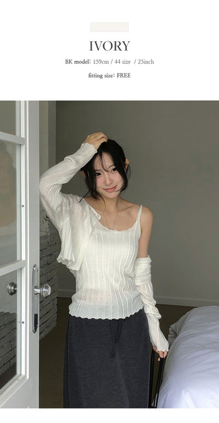 Serene Ribbed Knit Sleeveless Crop Cardigan Set