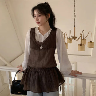 Wutian Wrinkle Frill String Layered Sleeveless Dress