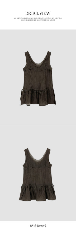 Wutian Wrinkle Frill String Layered Sleeveless Dress