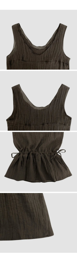 Wutian Wrinkle Frill String Layered Sleeveless Dress