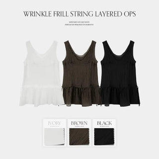 Wutian Wrinkle Frill String Layered Sleeveless Dress