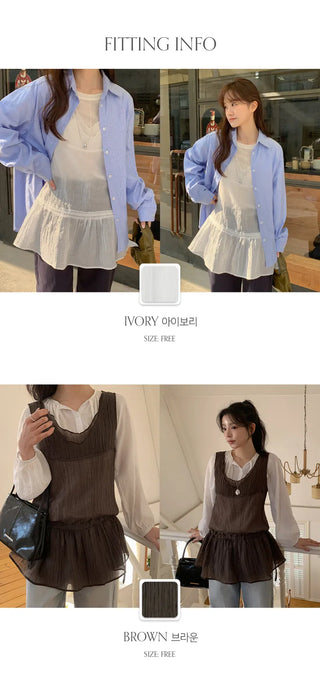 Wutian Wrinkle Frill String Layered Sleeveless Dress