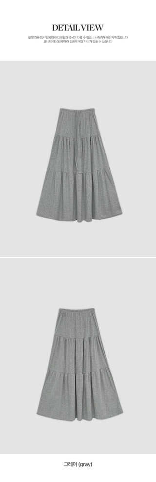Pierde Banding String Tiered Flare Long Skirt