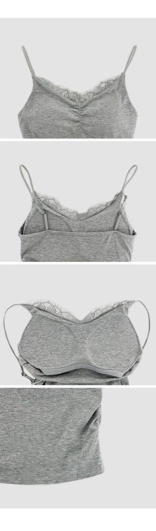 Berti Lace Shirred Cap Strap Sleeveless