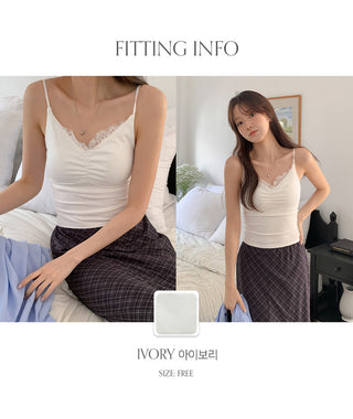 Berti Lace Shirred Cap Strap Sleeveless