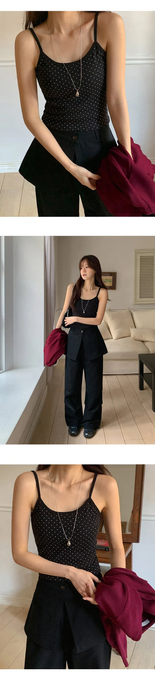 Rugbin Dot Round Sleeveless Top