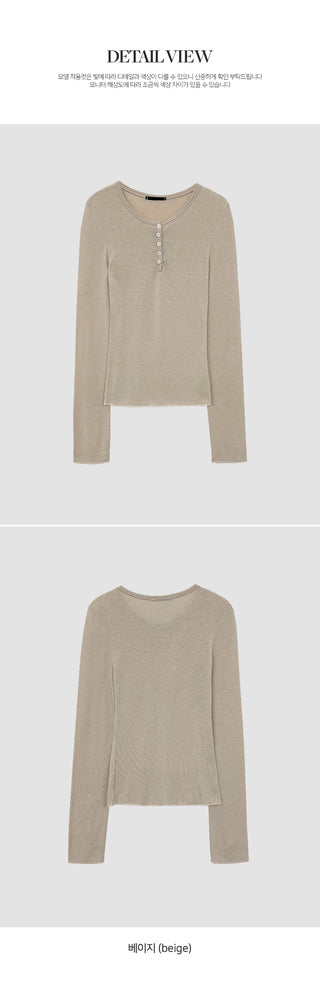 Frichen Round Henley Neck Slim Fit Long Sleeve T shirt