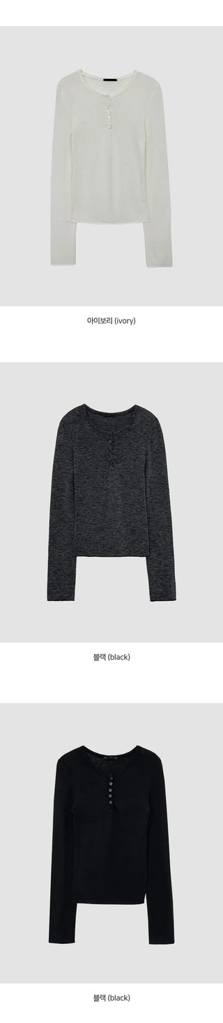 Frichen Round Henley Neck Slim Fit Long Sleeve T shirt
