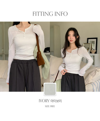 Frichen Round Henley Neck Slim Fit Long Sleeve T shirt