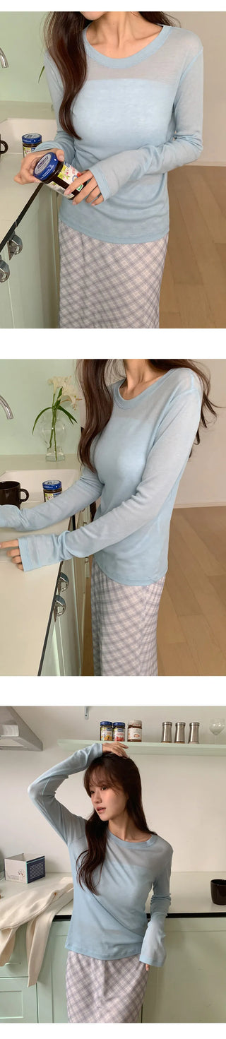 Inette Lyocell Round Long Sleeve T shirt