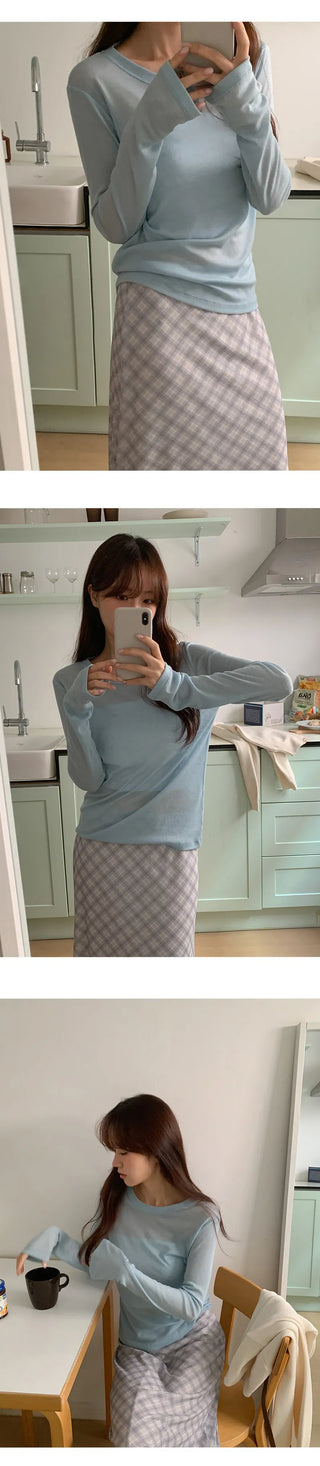 Inette Lyocell Round Long Sleeve T shirt