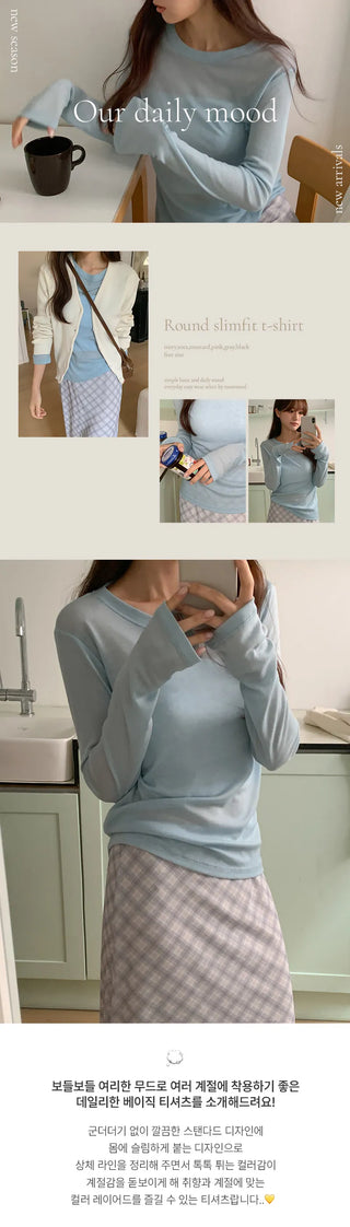Inette Lyocell Round Long Sleeve T shirt
