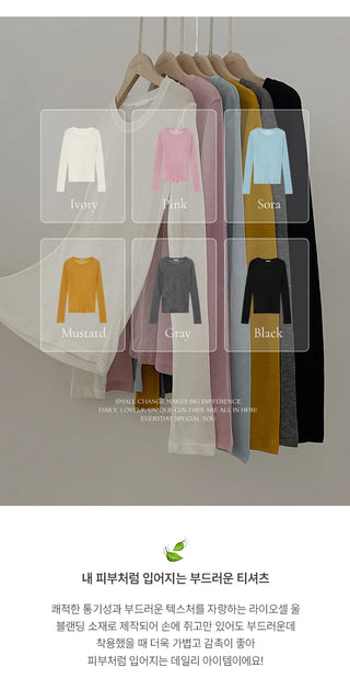 Inette Lyocell Round Long Sleeve T shirt