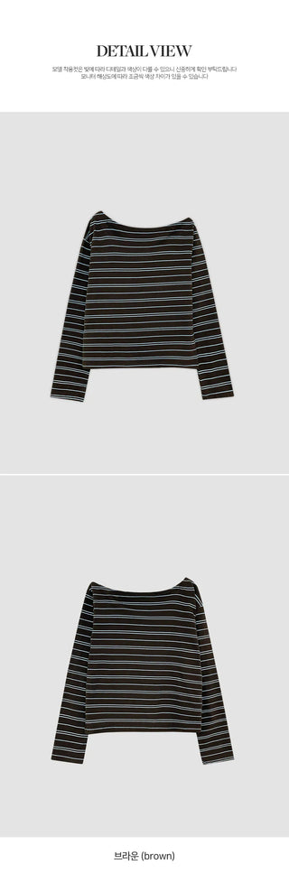 Toenti One Shoulder Striped Long Sleeve T Shirt