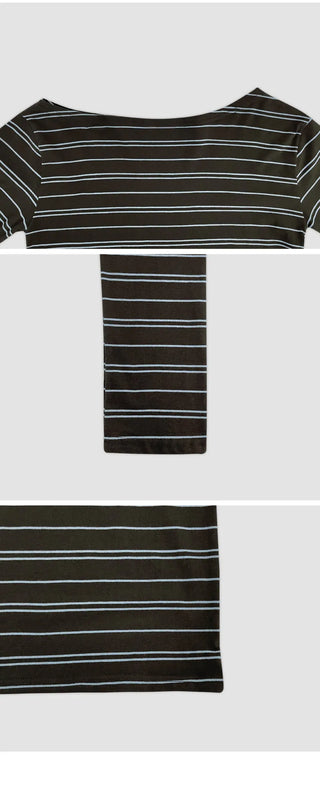 Toenti One Shoulder Striped Long Sleeve T Shirt