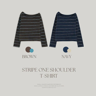 Toenti One Shoulder Striped Long Sleeve T Shirt