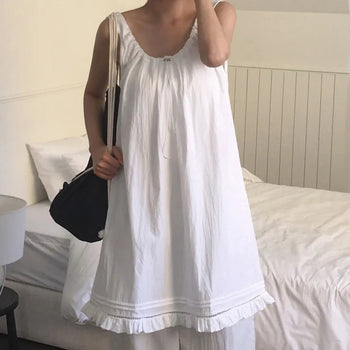 Rechnin Neck String Frill Sleeveless Dress