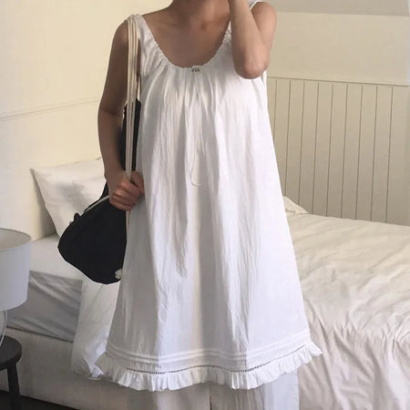 Rechnin Neck String Frill Sleeveless Dress