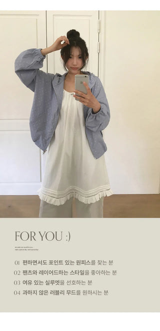 Rechnin Neck String Frill Sleeveless Dress