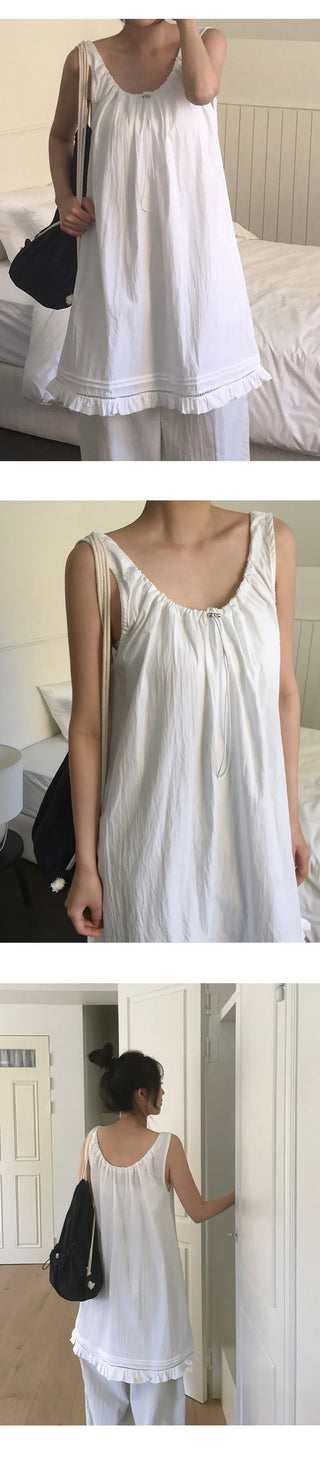 Rechnin Neck String Frill Sleeveless Dress
