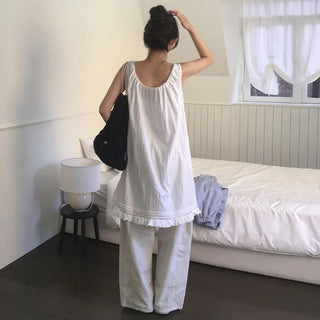 Rechnin Neck String Frill Sleeveless Dress