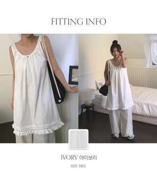 Rechnin Neck String Frill Sleeveless Dress