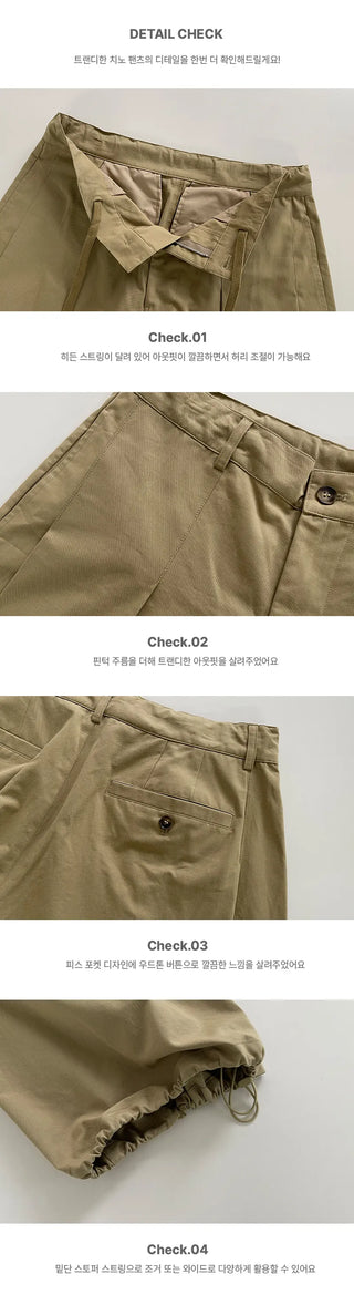 Reton String Pintuck Wide Chino Pants
