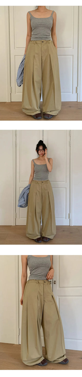 Reton String Pintuck Wide Chino Pants