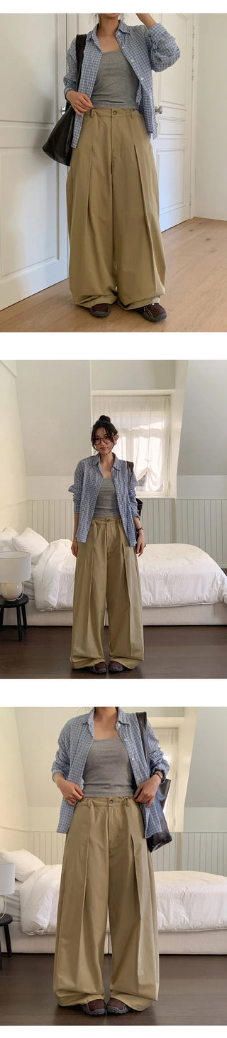 Reton String Pintuck Wide Chino Pants