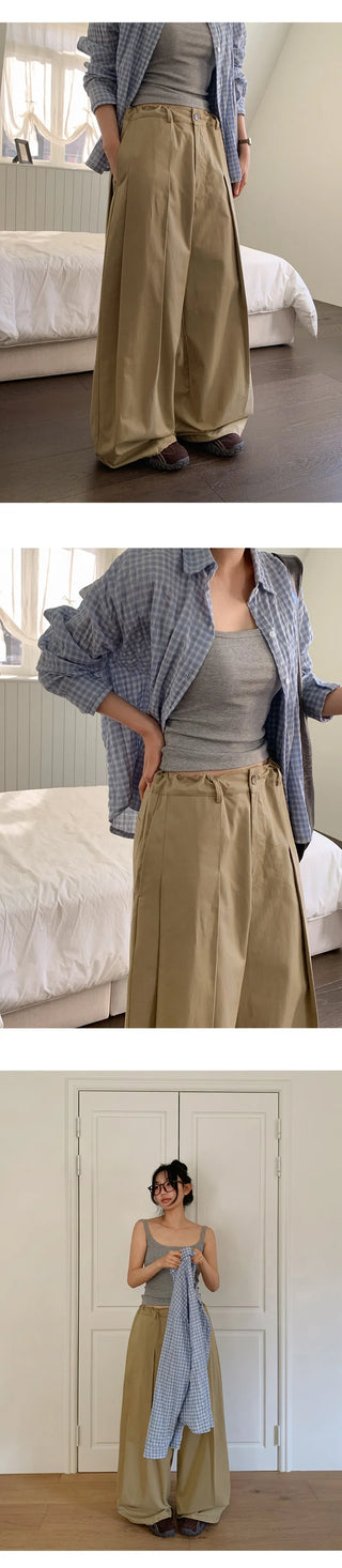 Reton String Pintuck Wide Chino Pants