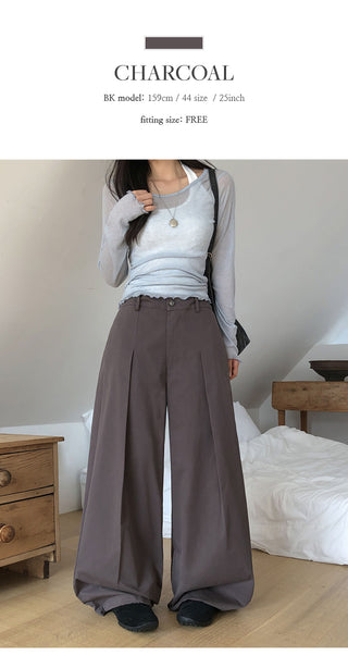 Reton String Pintuck Wide Chino Pants