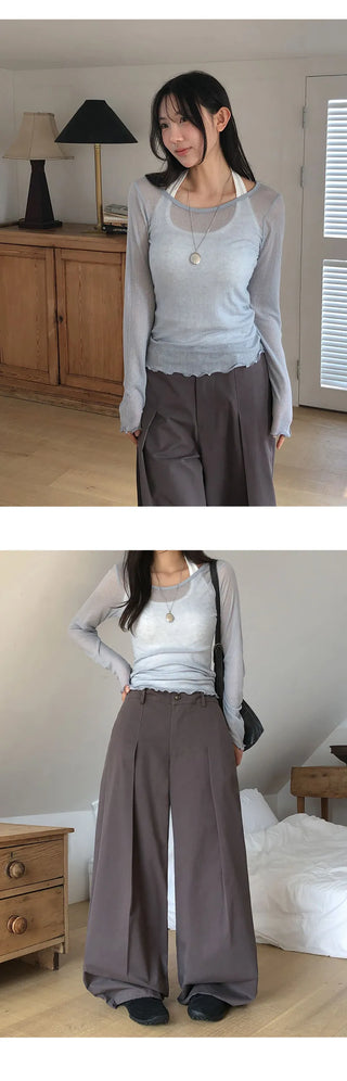 Reton String Pintuck Wide Chino Pants