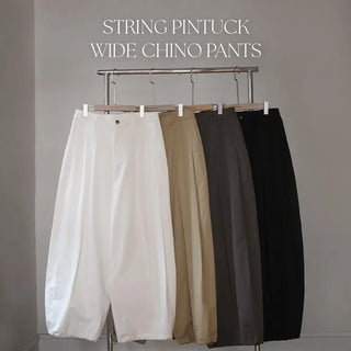 Reton String Pintuck Wide Chino Pants