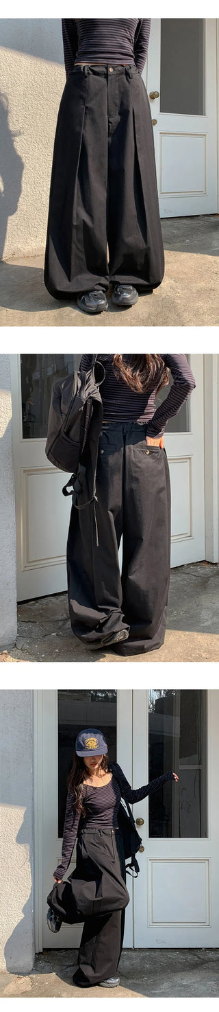 Reton String Pintuck Wide Chino Pants