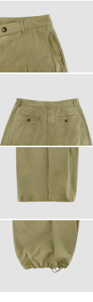Reton String Pintuck Wide Chino Pants