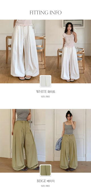 Reton String Pintuck Wide Chino Pants