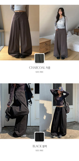 Reton String Pintuck Wide Chino Pants