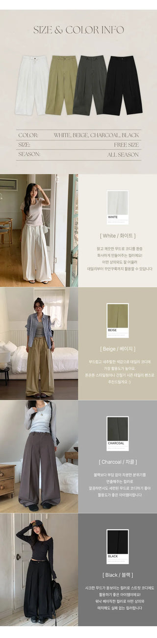 Reton String Pintuck Wide Chino Pants