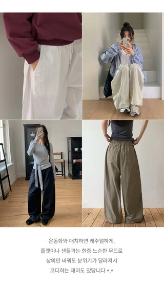 Feather Wrap Layered Skirt Two Way Parachute Pants Set
