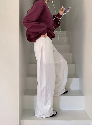 Feather Wrap Layered Skirt Two Way Parachute Pants Set