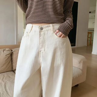 Mustin Herringbone Back Buckle Wide Cotton Pants