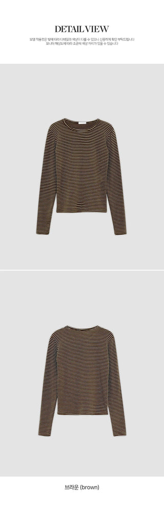 Pegron Striped Round Long Sleeve T shirt