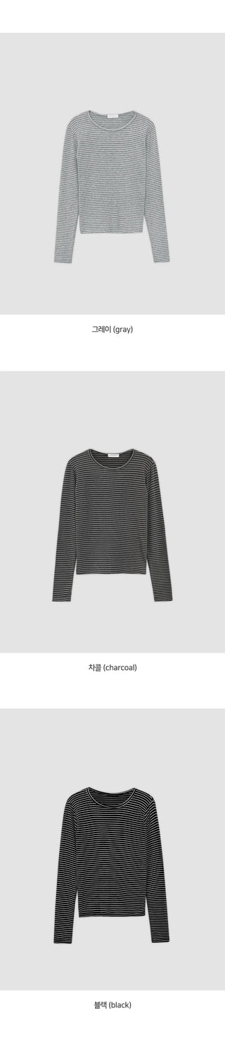 Pegron Striped Round Long Sleeve T shirt